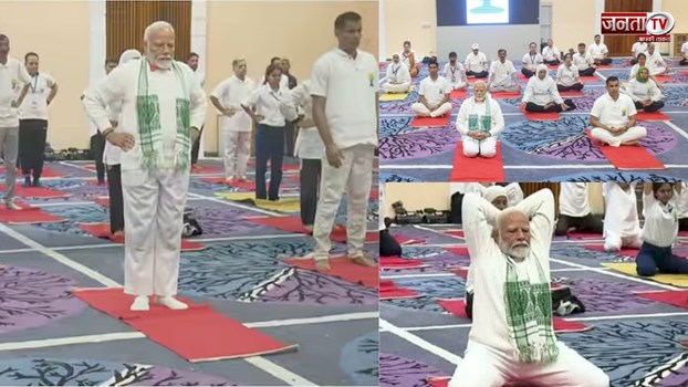 International Yoga Day 2024 : PM मोदी ने डल झील के किनारे किया योग, लोगों के साथ ली सेल्फी 